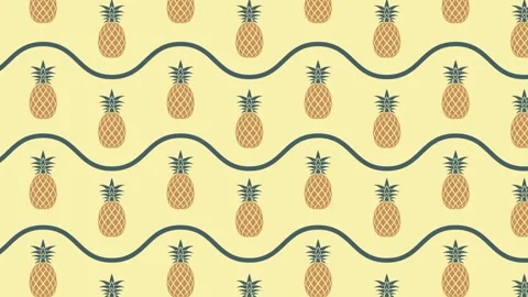 Animated seamless pattern with juicy pineapple and wave lines. Harvesting t.. 動画素材 250926703