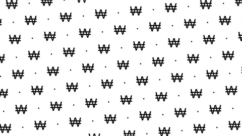 Animated Seamless Pattern Of Korean Won Currency Symbols And Dots Stock Footage 333514404