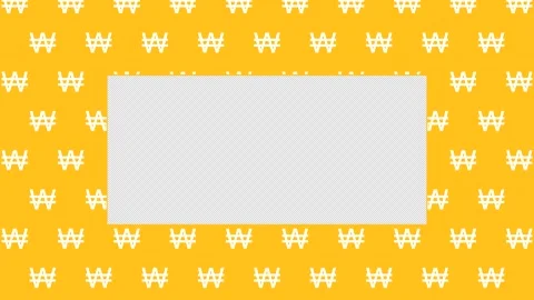 Animated Seamless Pattern Of Korean Won Currency Symbols On An Orange Background Stock Footage 333514869