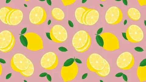 Animated seamless pattern with lemon with piece of citrus. Lemon with zest .. Video stock 250926716