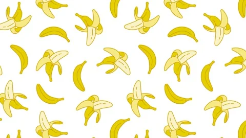 Animated seamless pattern with peeled sweet ripe bananas. Harvesting tropic.. Stock Footage 250926731