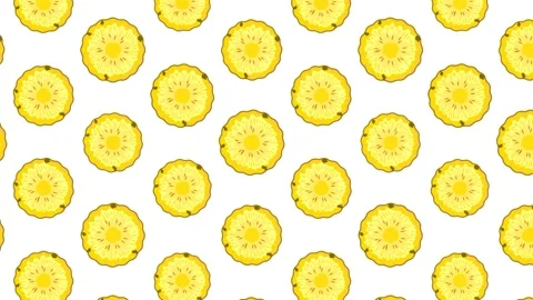 Animated seamless pattern with pineapple circle. Tropical fruits. Design el.. 動画素材 250926745