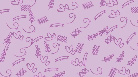 Animated Seamless pattern with romantic doodles Stock Footage 346470226