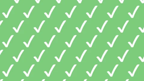 Animated Seamless Pattern Of Self-Drawing White Checkmark Symbols Stock Footage 333514522