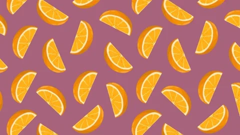 Animated seamless pattern with slices of orange. Slices of orange. Design e.. Stock Footage 250926857