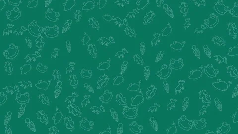 Animated seamless pattern of whimsical nature line art on vibrant green bac.. 스톡 동영상 335013873