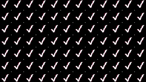 Animated Seamless Pattern Of White Checkmark Symbols With Glitch Stock Footage 333514524