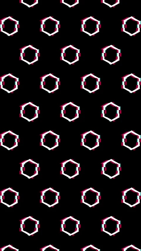 Animated Seamless Pattern Of White Hexagon Symbols With Glitch Effect Stock Footage 333514608