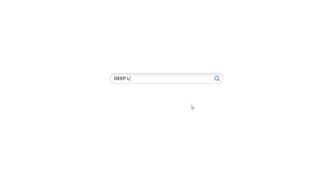 Animated search bar typing deep learning query with cursor and magnifier icon on Stock Footage 347256489
