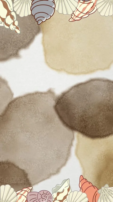 Animated Seashell Border Over Earthy Watercolor Background Stock Footage 348189981