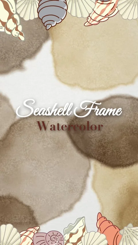 Animated Seashell Border Over Neutral Watercolor Spots Background Stock Footage 346270387