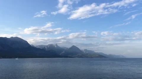 Animated Seaside Mountain Cliff at Sunset Stock Footage 307910625