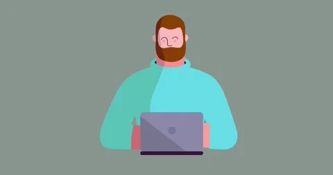 Animated second man front side scene laptop isolated Stock Footage 332706956