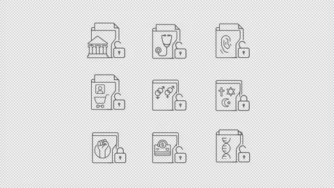 Animated secret data linear icons Stock Footage 236564064