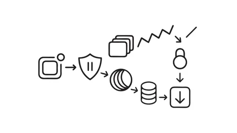 Animated Secure Data Processing Cloud Backup Workflow Database Line Drawing Icon Stock Footage 337242912