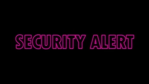 Animated security alert neon signs on black background Stock Footage 337443904