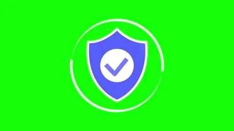 Animated Security Shield with Checkmark Green Screen Stock Footage 312416078