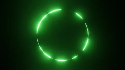 Animated segmented green neon ring with subtle light rays Stock Footage 347995325