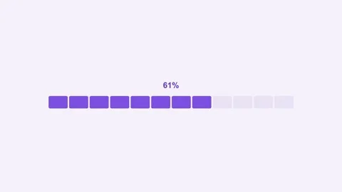 Animated segmented progress bar filling to 100 percent, violet Vídeos de archivo 342594781