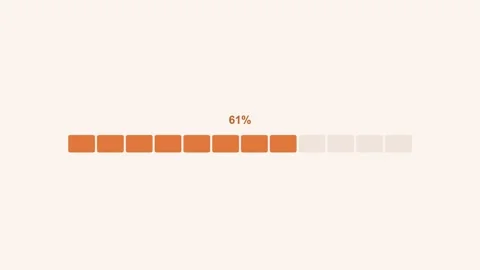 Animated segmented progress bar filling to 100 percent, orange 스톡 동영상 342594790