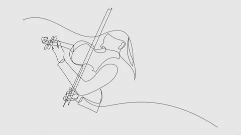 Animated self drawing of continuous line draw violinist. Stock Footage 237869169