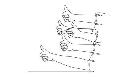 Animated self drawing of continuous line draw group of happy people arm han.. Video stock 250904160