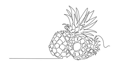 Animated self drawing of continuous line draw whole and half sliced healthy.. Stock Footage 276316984