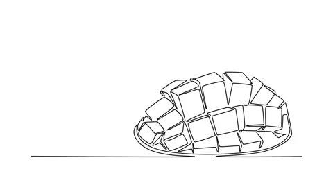 Animated self drawing of continuous line draw of half sliced healthy organi.. Stock Footage 276418325