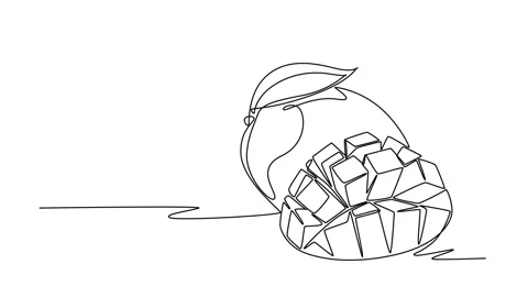 Animated self drawing continuous line draw whole and sliced healthy organic.. Stock Footage 276418331