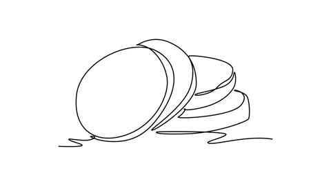 Animated self drawing of continuous line draw sliced healthy organic spud p.. Stock Footage 280189439