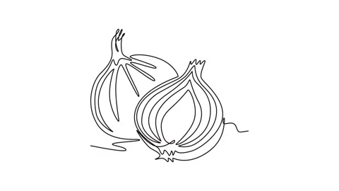 Animated self drawing of continuous line draw of whole and sliced healthy f.. Stock Footage 280653169