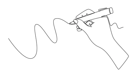 Animated self drawing of continuous line draw hand businessman or woman ges.. Stock Footage 283542685