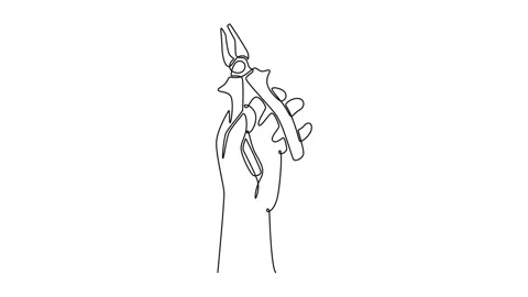 Animated self drawing continuous line draw hand of professional male carpen.. Stock Footage 304146105