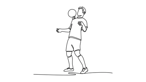 Animated self drawing continuous line draw energetic male football defender.. Stock Footage 304720692