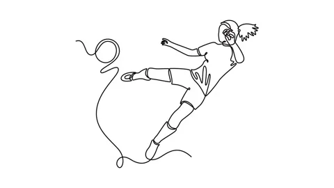 Animated self drawing of continuous line draw attractive beautiful female f.. Stock Footage 304720696