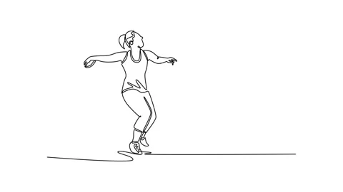 Animated self drawing continuous line draw female athlete training discus t.. Stock Footage 309165089