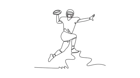 Animated self drawing of continuous line draw young professional American f.. Stock Footage 313913908