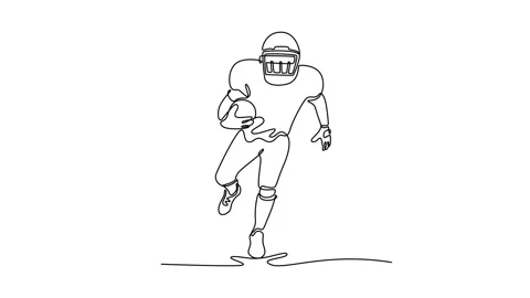 Animated self drawing of continuous line draw attractive American football .. Stock Footage 313913913