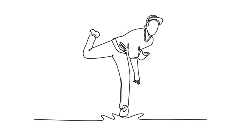 Animated self drawing of continuous line draw professional baseball player .. Stock Footage 314245484