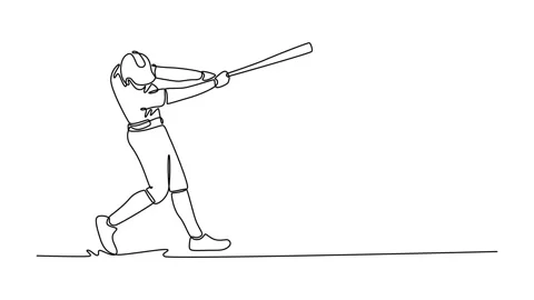 Animated self drawing continuous line draw side view of attractive baseball.. Vídeos de archivo 314245512