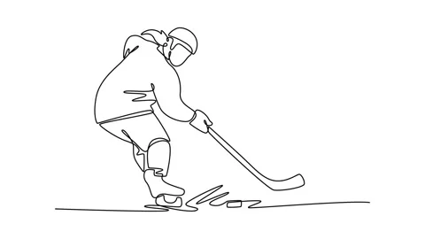 Animated self drawing of continuous line draw beauty female ice hockey play.. 스톡 동영상 316117875