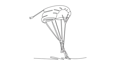Animated self drawing of continuous line draw person is paragliding, suspen.. Video stock 319945103