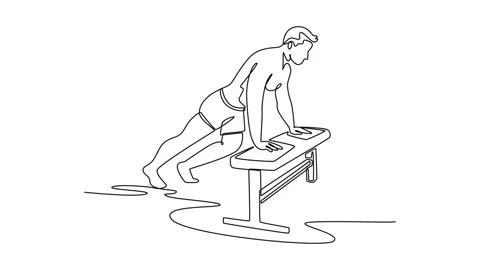Animated self drawing of continuous line draw active man is performing an e.. Stock Footage 320062372