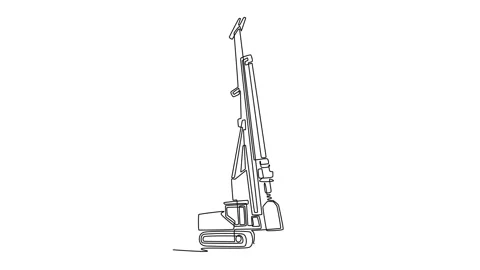 Animated self drawing of continuous line draw an industrial rotary drilling.. Stock Footage 340154794