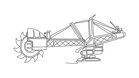 Animated self drawing of continuous line draw a massive industrial bucket w.. Stock Footage 340154804