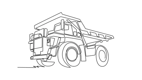 Animated self drawing of continuous line draw a massive industrial mining c.. Video stock 340154819