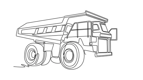 Animated self drawing of continuous line draw heavy industrial mining const.. Video stock 340154824
