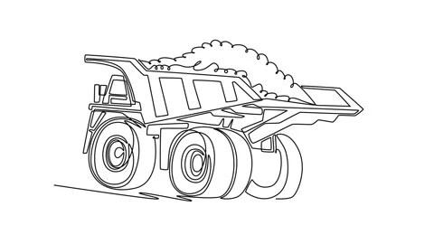 Animated self drawing of continuous line draw back view of a massive indust.. Video stock 340154830