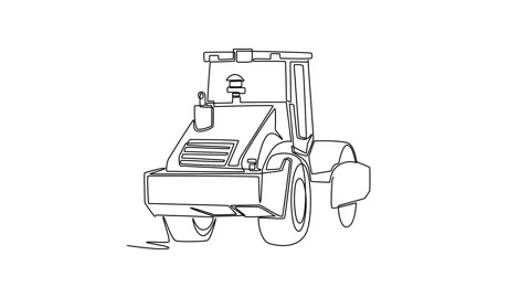Animated self drawing of continuous line draw back view of a heavy industri.. Video stock 340154847