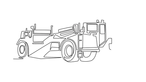Animated self drawing of continuous line draw heavy mining truck vehicle, s.. Video stock 340154874